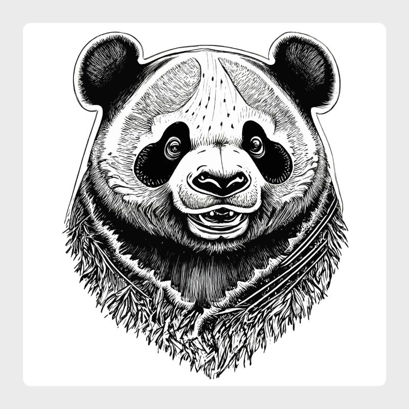 Gravure Panda noir et blanc