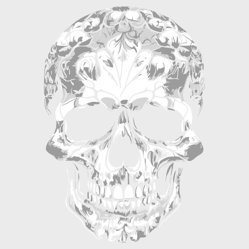 decorative skull in black and white