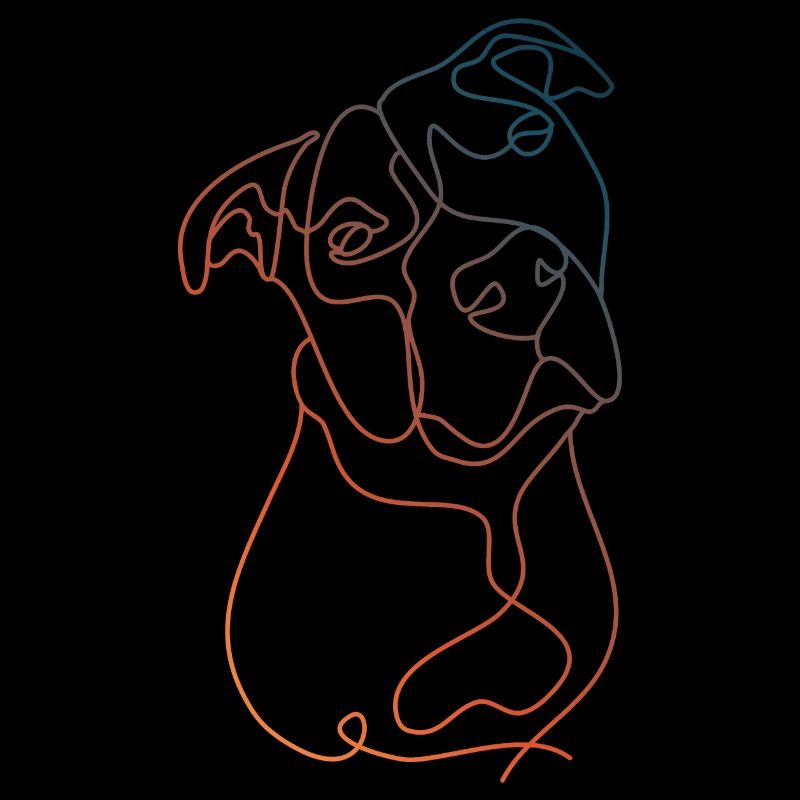 PITBULL MINIMALISTE LINÉAIRE DE COULEUR