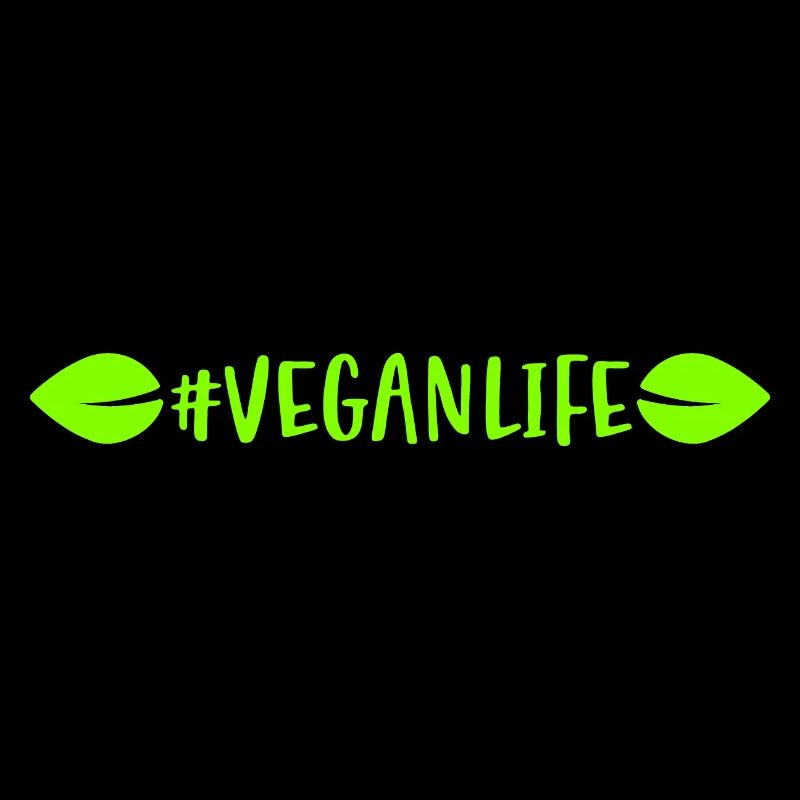 Hashtag Veganlife mit Blätter ein veganes Leben