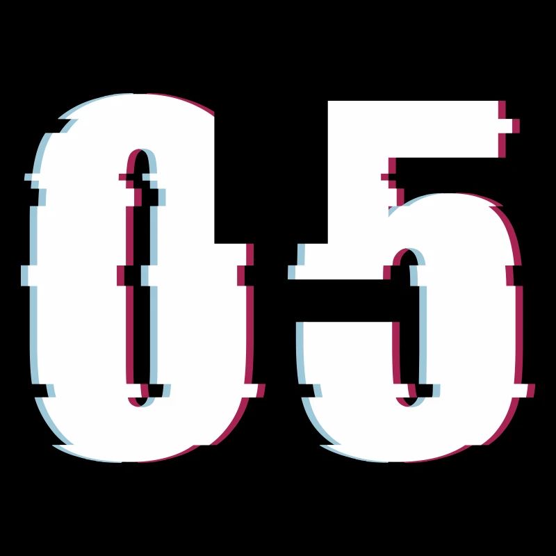 Five 5 Five 05 Number Effect Distorted Number