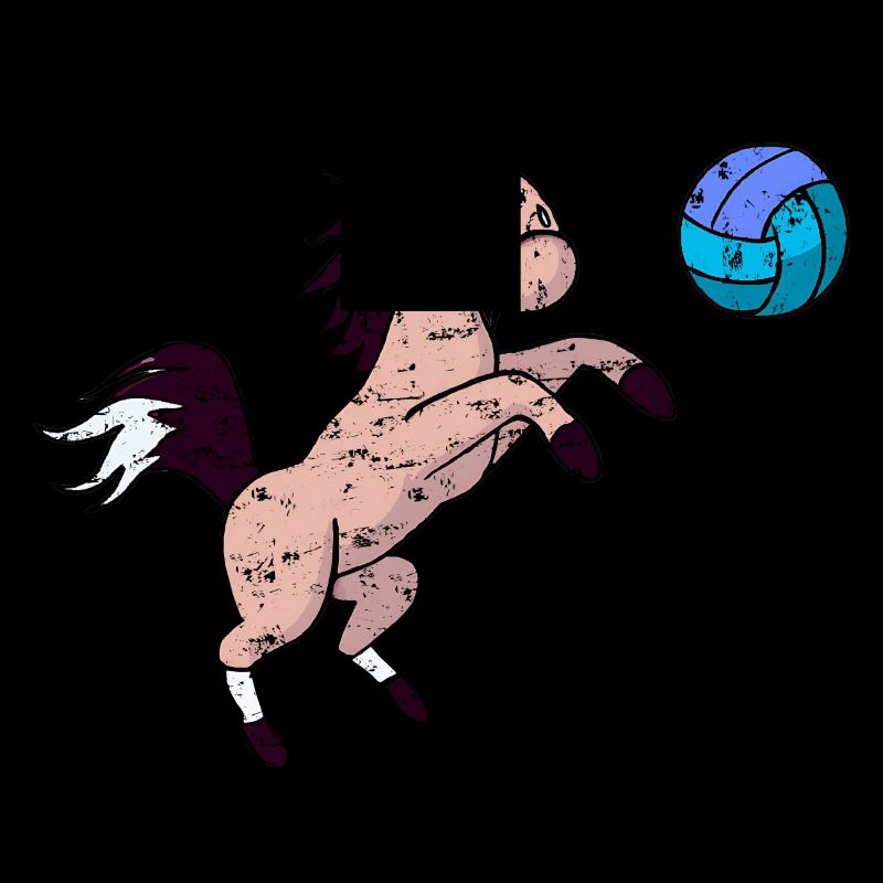 Süßes Pferd spielt Volleyball und Springt Grunge
