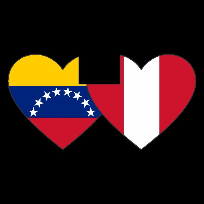 Venezuela Pérou Drapeau Mains Coeur Forme