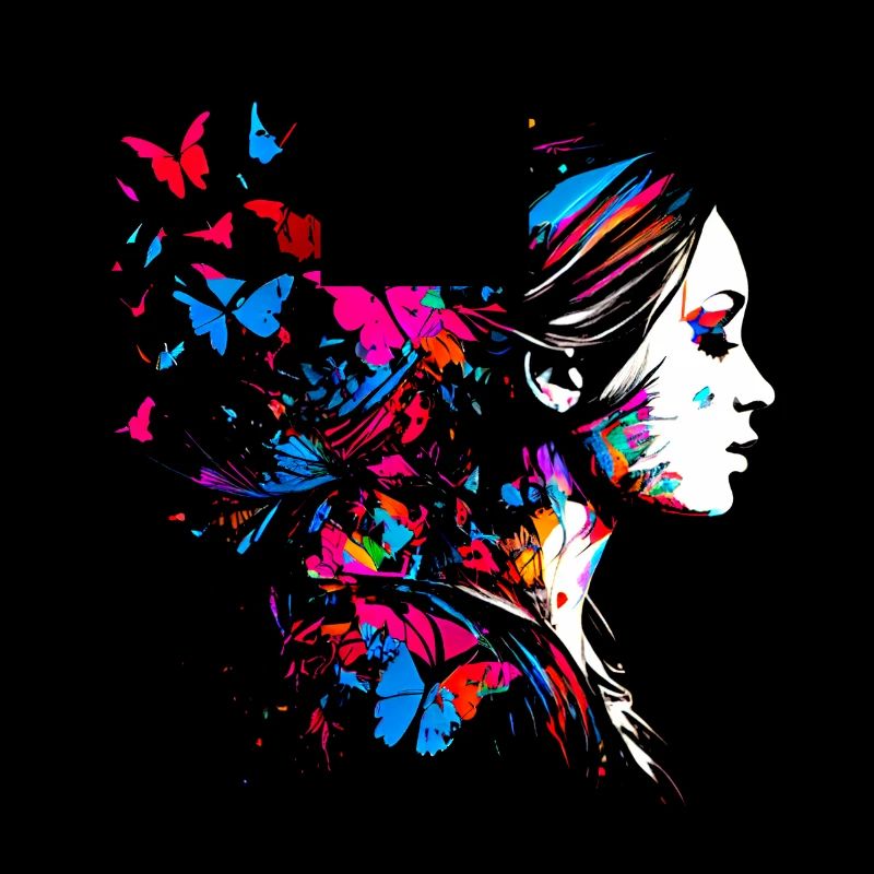 Psychedelisches Artwork Schmetterlinge - Open Mind
