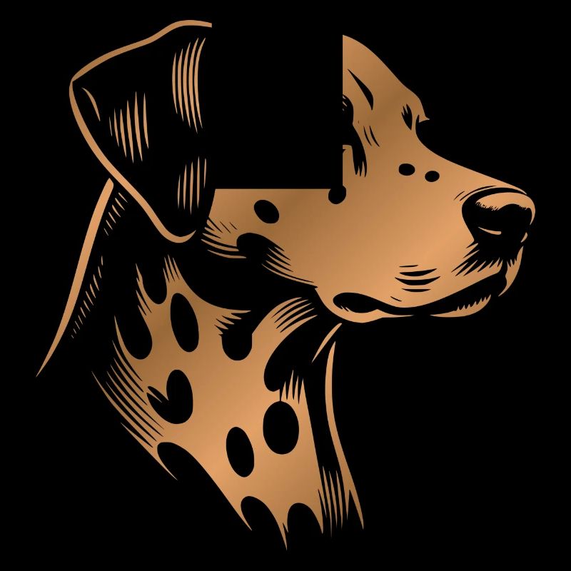 Dalmatian, Dog Head, Drawing bronze
