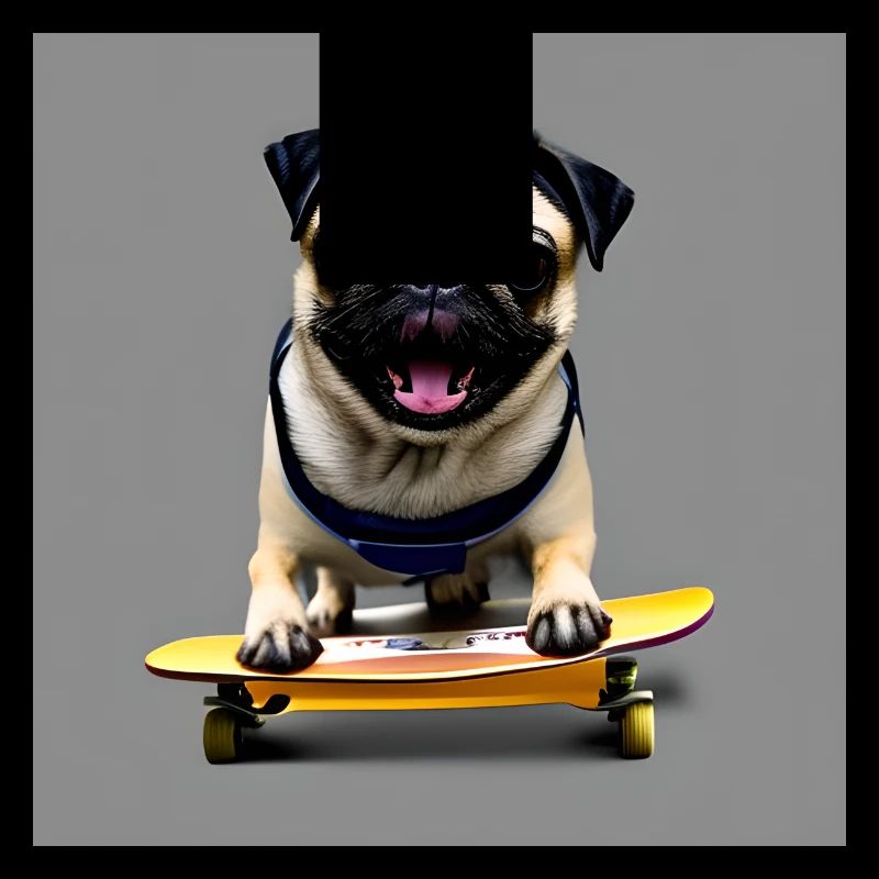 Mops auf Skateboard AICF 2