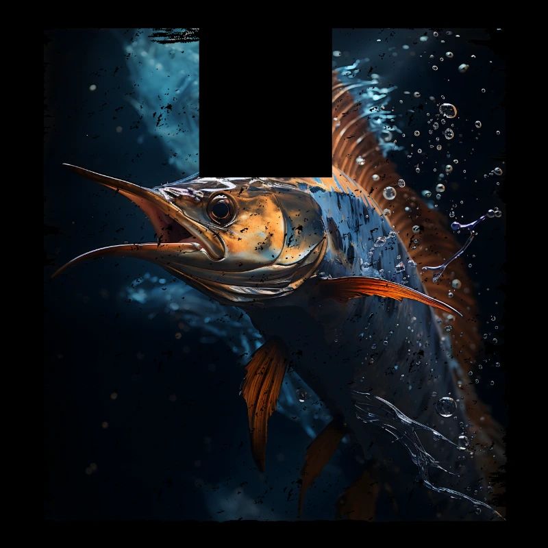 Marlin under Water retro style