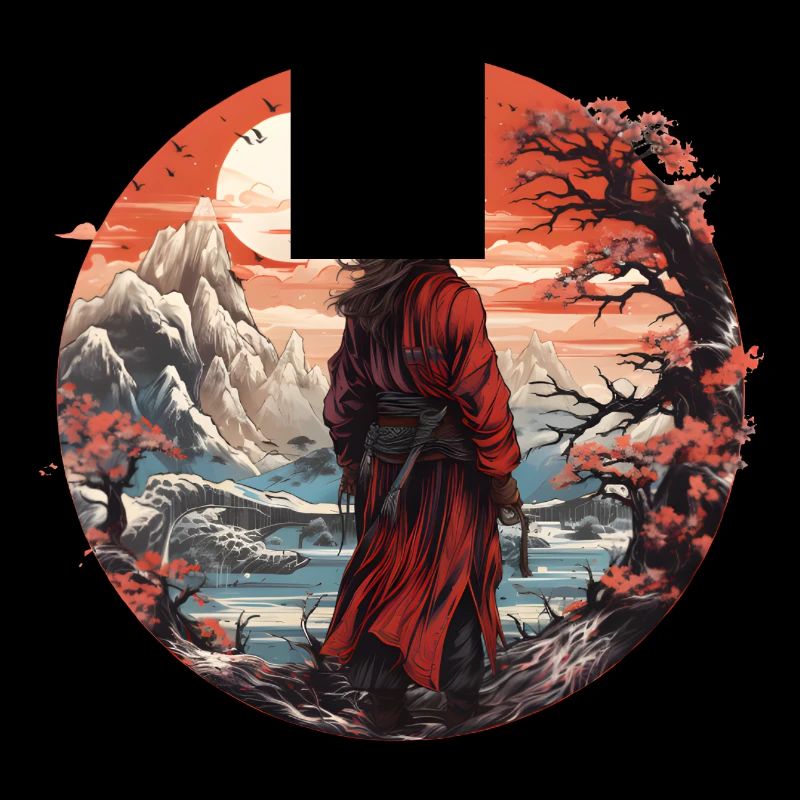Samurai in snowy landscape