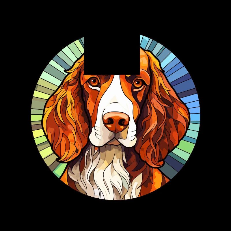 Welsh Springer Spaniel chien race vitrail Col