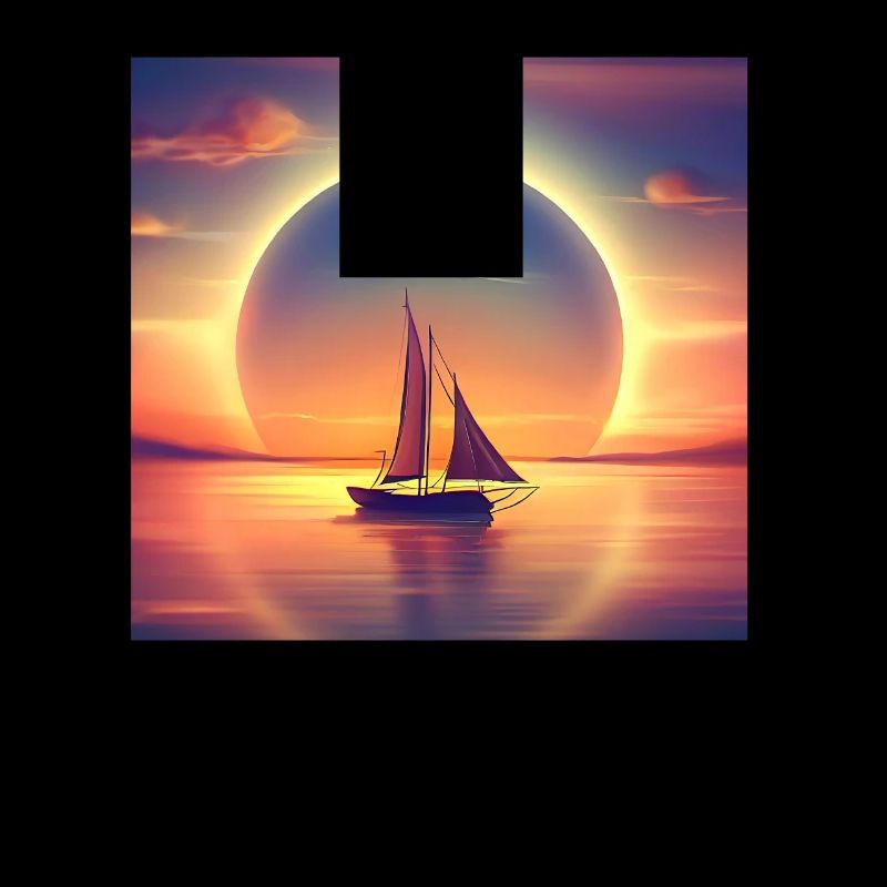 Voilier navigue dans le coucher du soleil Angular