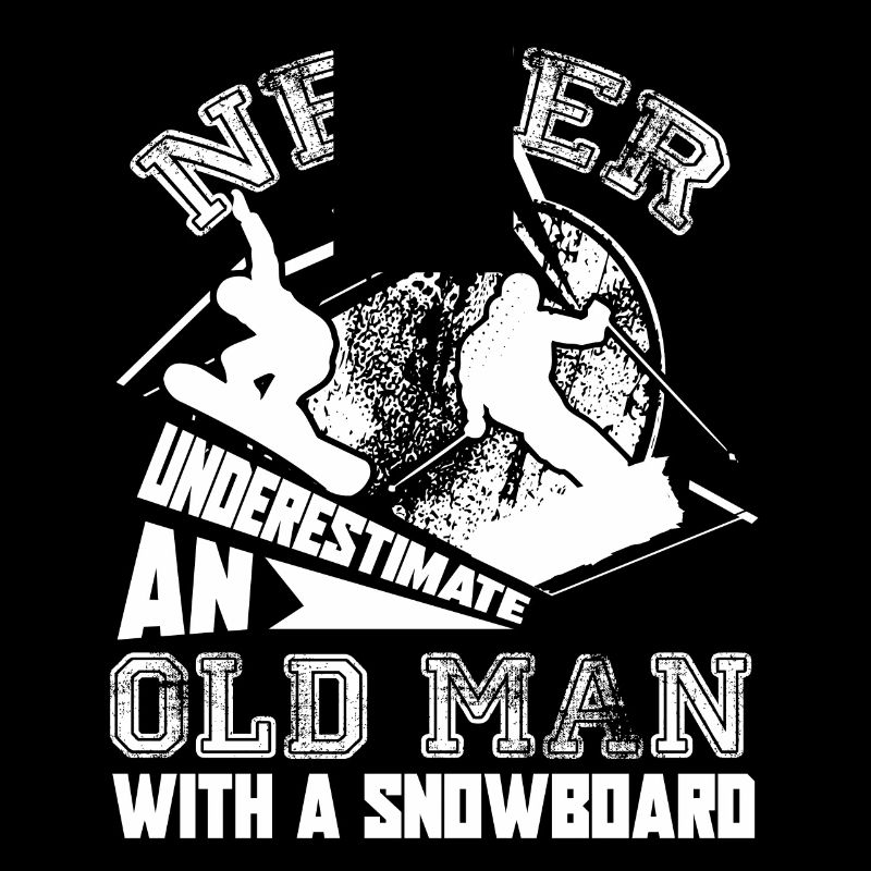 Snowboarding Old Man With A Snowboard