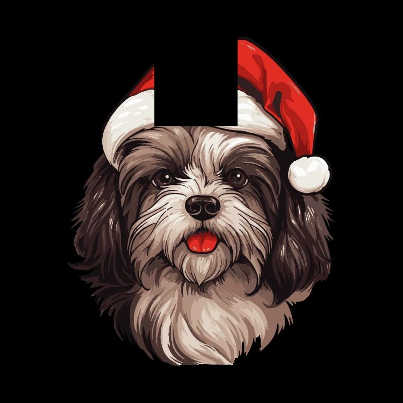 Havanese Dog Christmas Head
