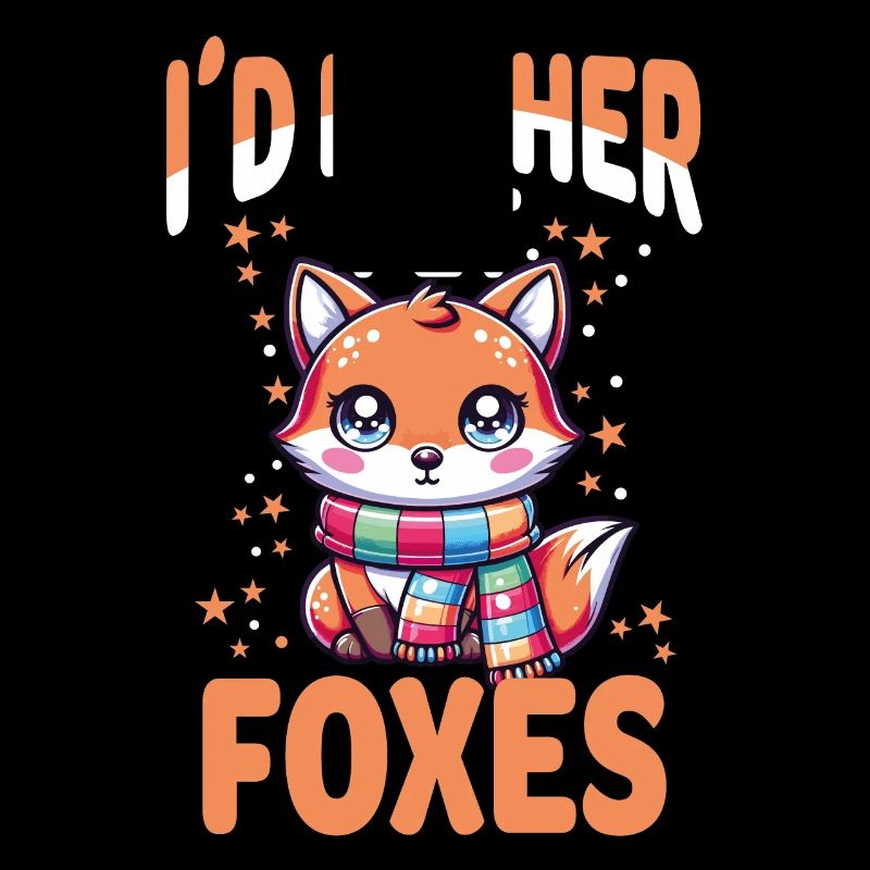 Charming Kawaii Fox with Scarf - I'd Rather Pet