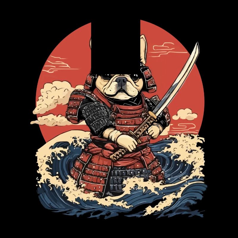 French Bulldog Samurai Warrior Waves