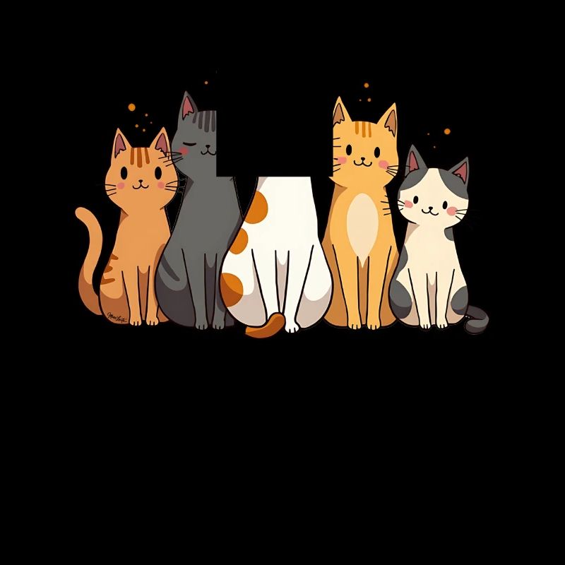 Cute Cartoon Cat Group Illustration