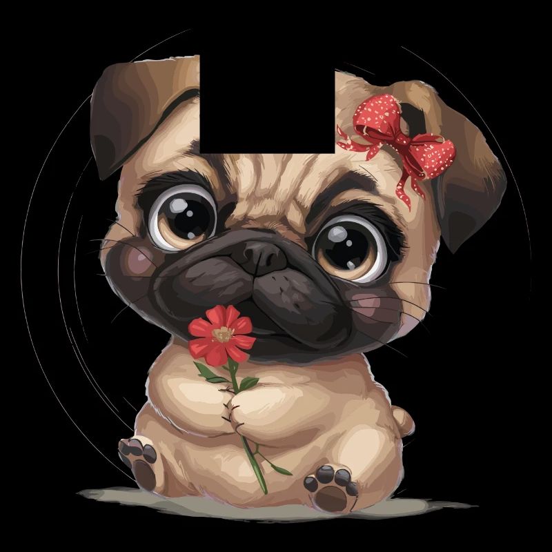 Mops Hundehalter Mops Liebe Blume
