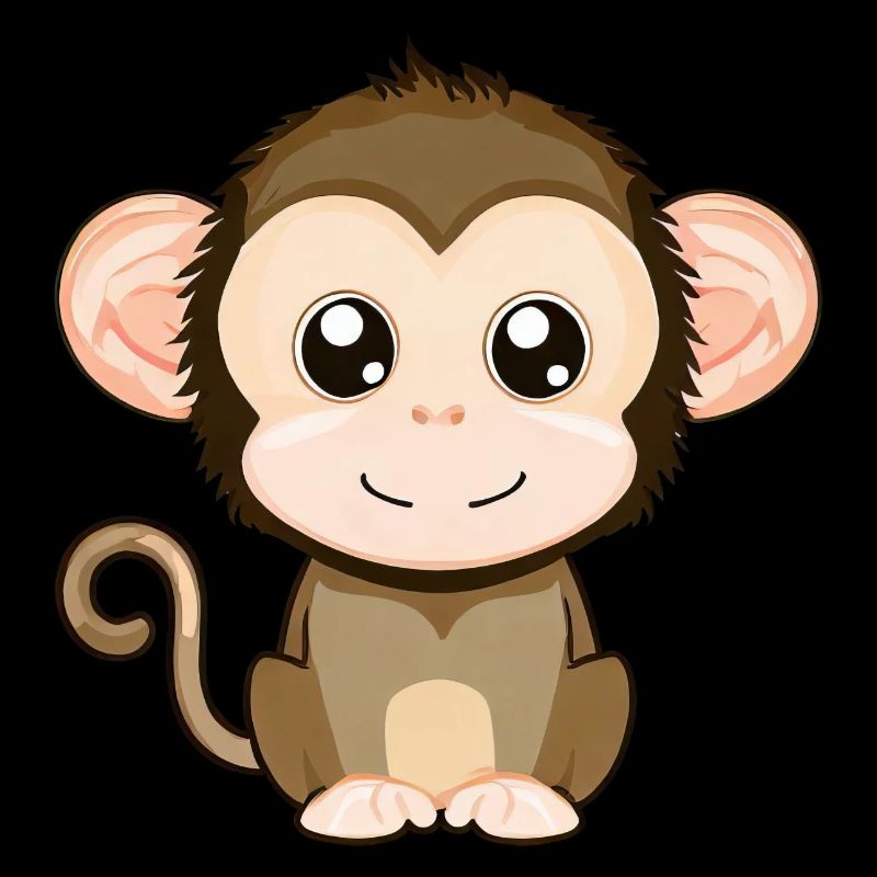 Cute, cheerful monkey - kawaii style