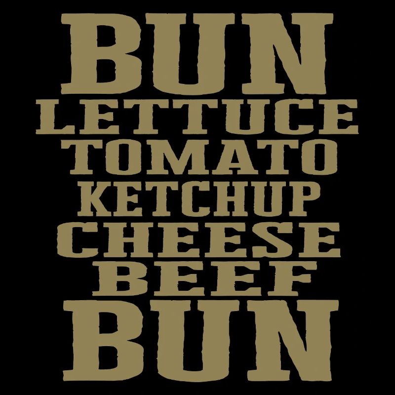Burger Ingrédients Typographie Construction du cheeseburger