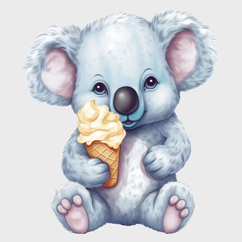 Süßer Comic Koala mit Vanille Softeis