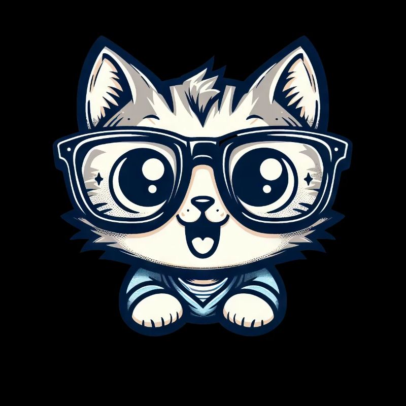 Chat de dessin animé mignon avec des lunettes de nerd