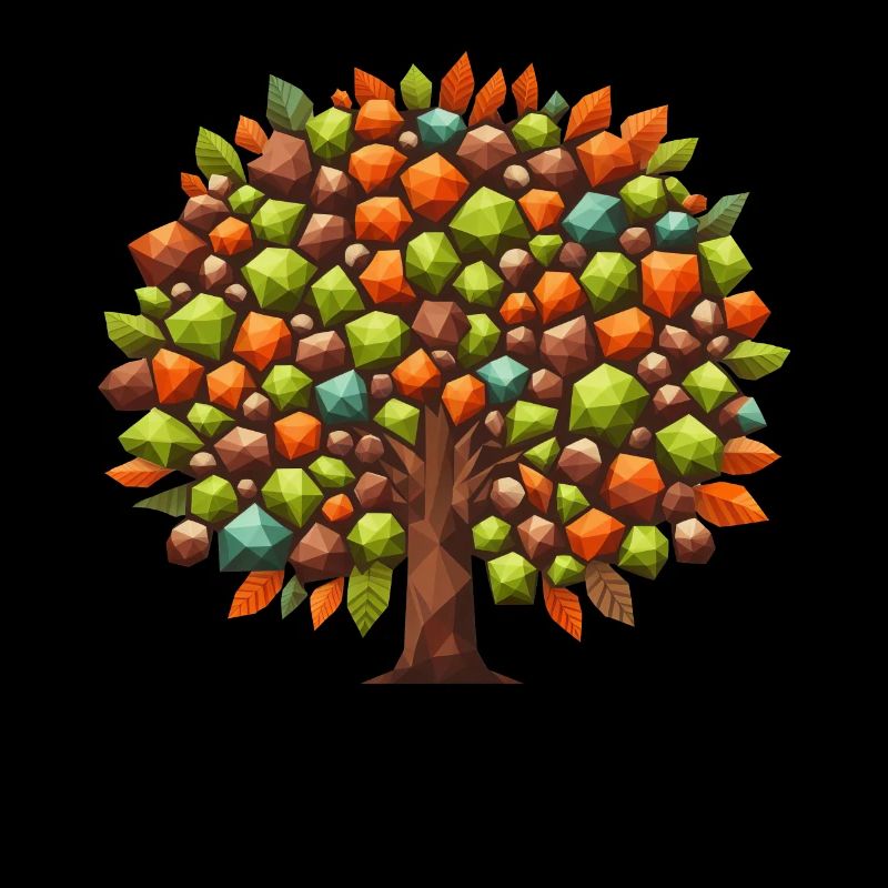 Autumn Elegance: Polygonal Deciduous Tree in