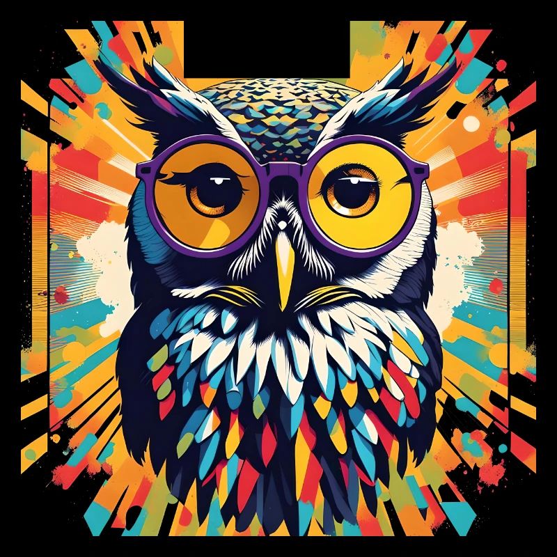 Popart Eule mit Brille