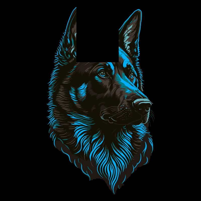 German Shepherd Head Blue