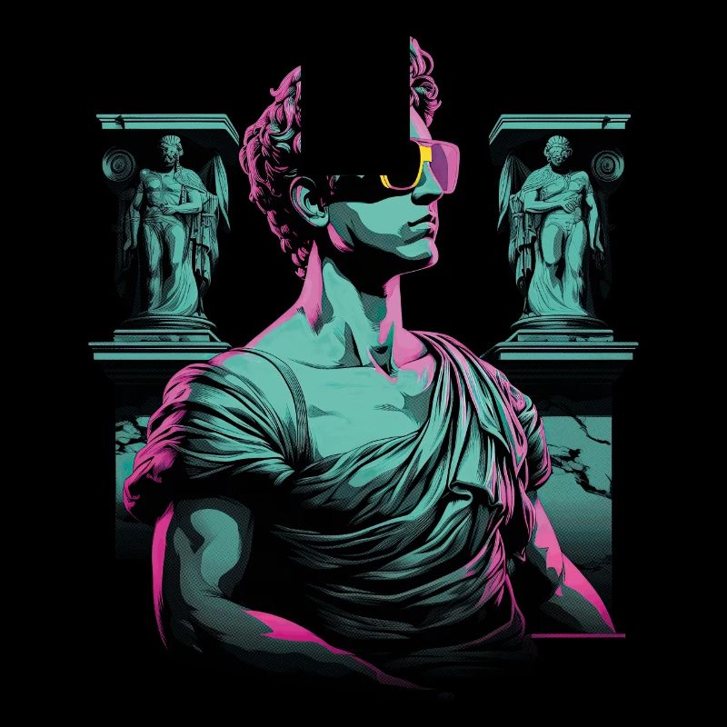 80er Klassische griechische statue Synthwave