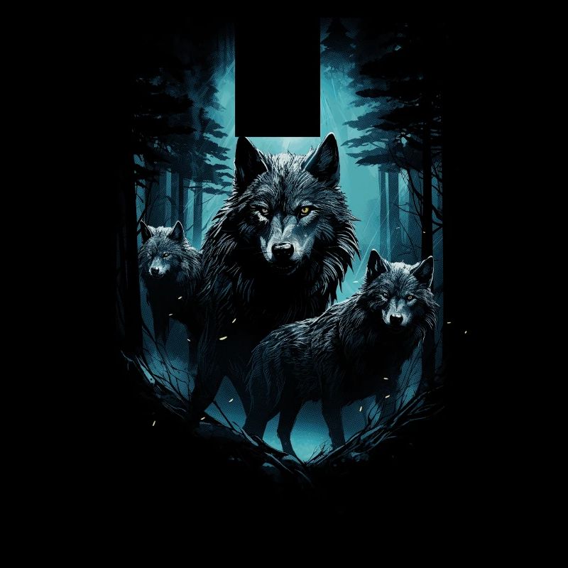 Dark Art Wolf Forest Mythical