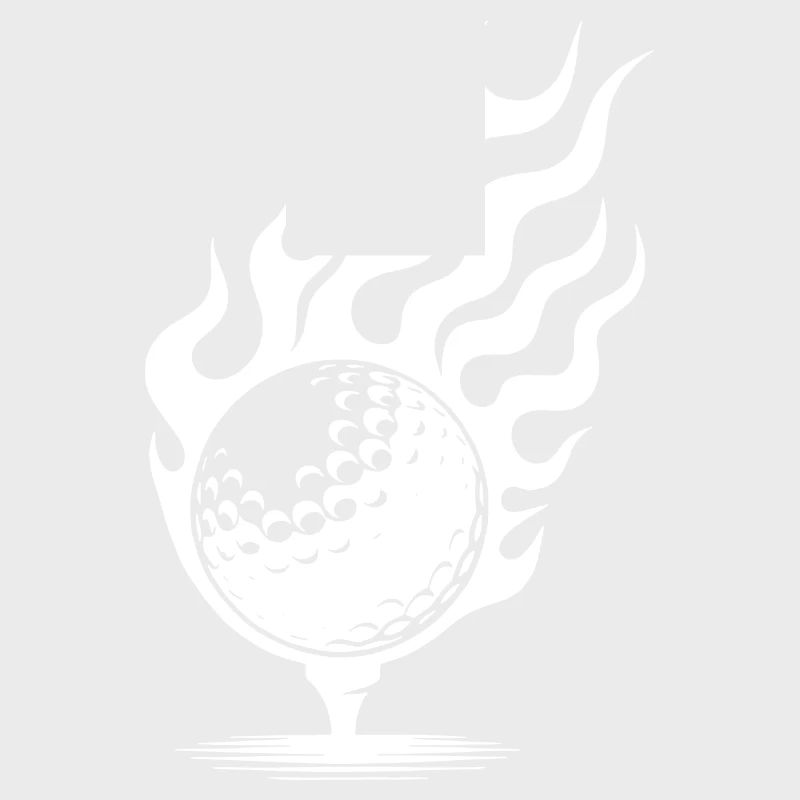 Balle De Golf Sur Tee Burning Fire Flames Style