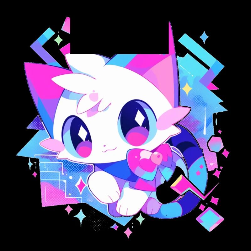Mignon chat blanc style de dessin animé