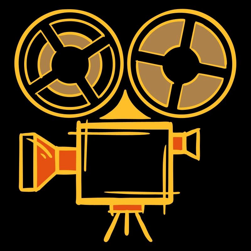 Old film camera icon, hand-drawn. Cameraman