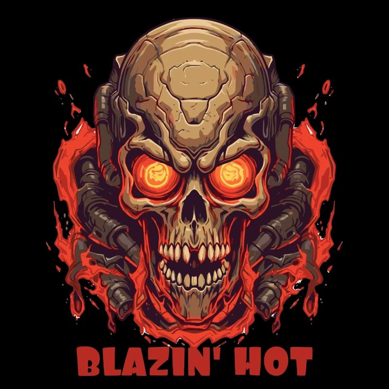 Flaming Hot Fire Skull Skull