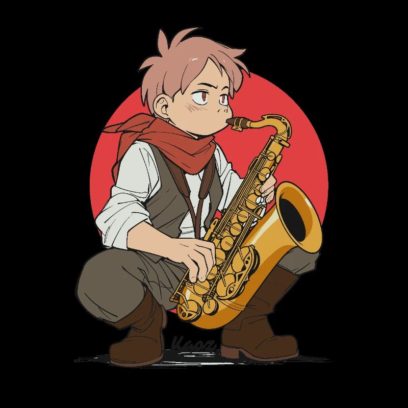 Junge spielt Saxophon