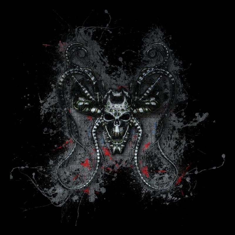 Gothic Monster Skull Paint Splatter Art