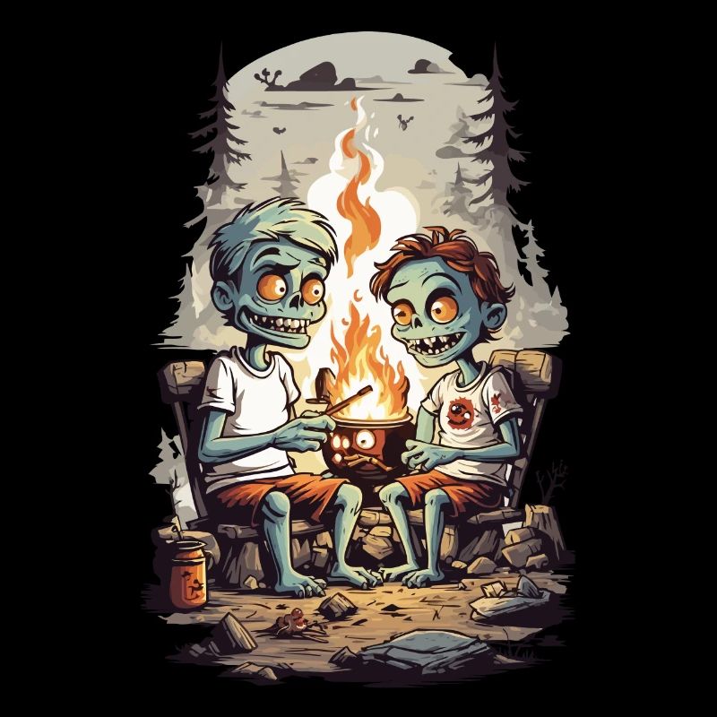 Zombie Camping Halloween Kinder Cartoon