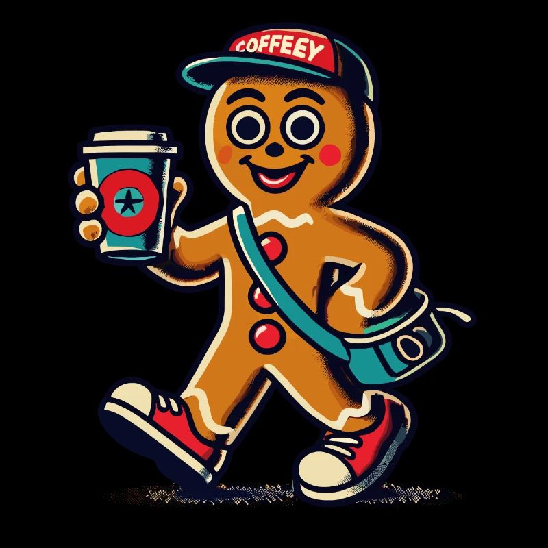 Funny gingerbread snob with coffee