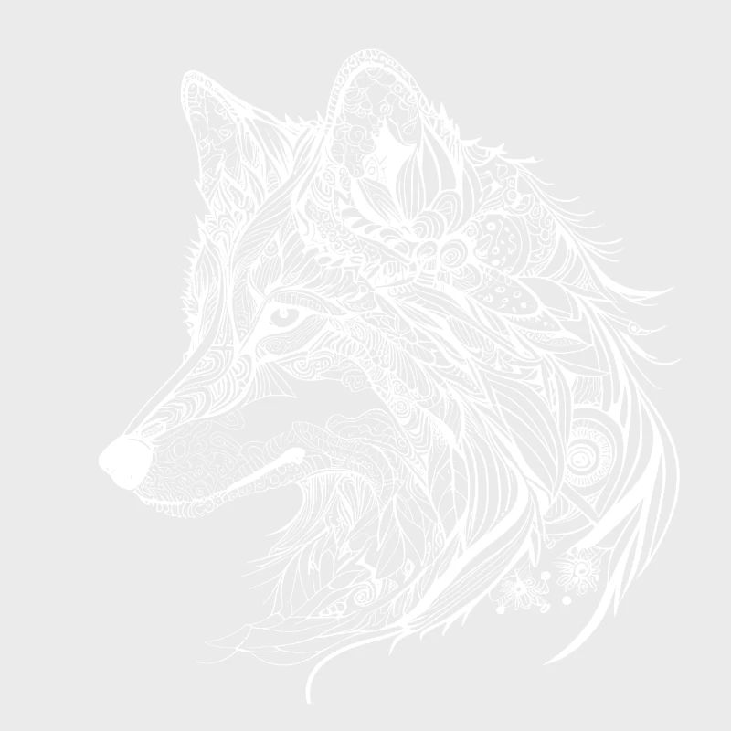 Mythical wolf with boho, Aztec pattern
