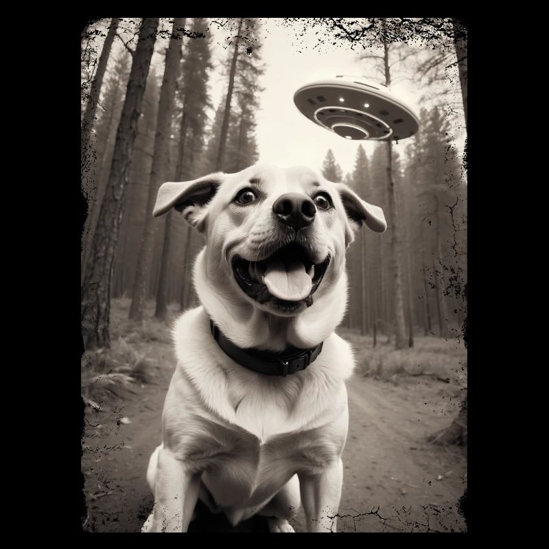 Dogs Selfie with Alien Spaceship Design
