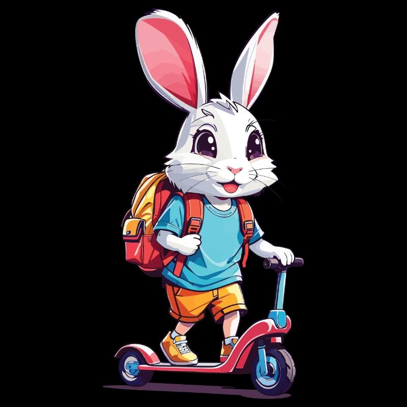 Conception de trottinette de lapin écolier joyeux
