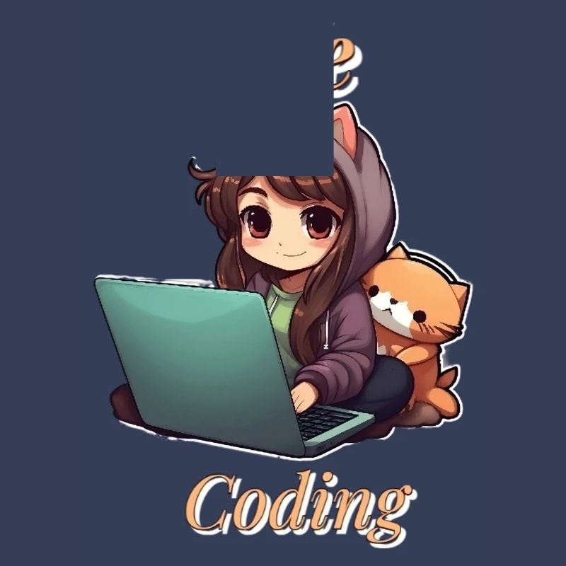 "Code Cutie: Anime-inspired Girl Coding"