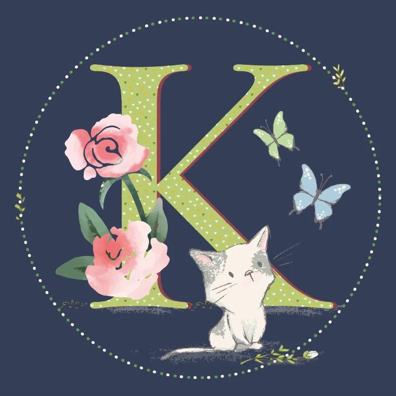 Anfangsbuchstabe K mit Katze