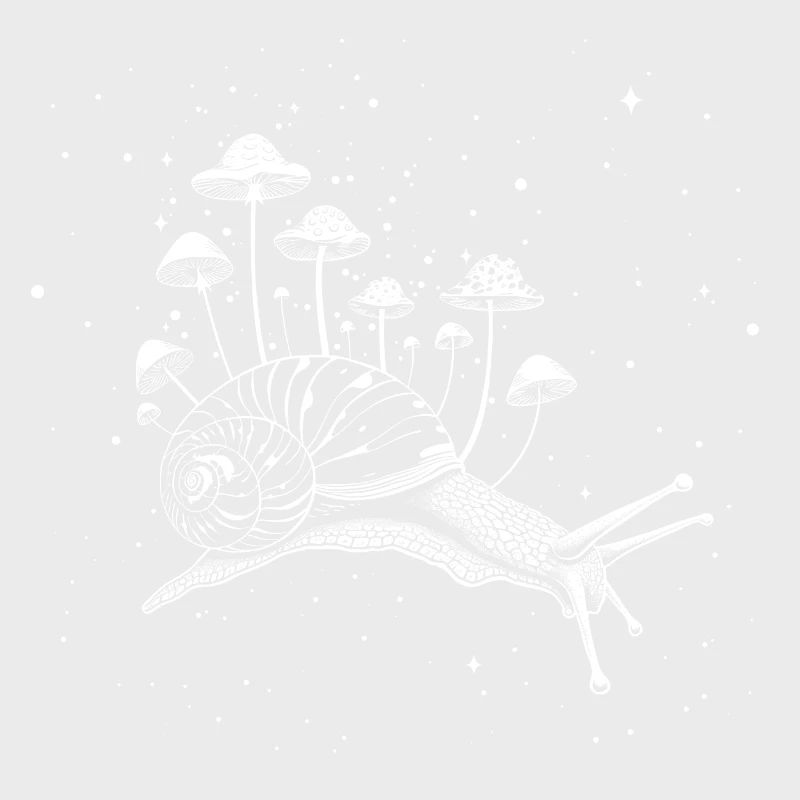 Escargot surréaliste avec des champignons dans l’espace