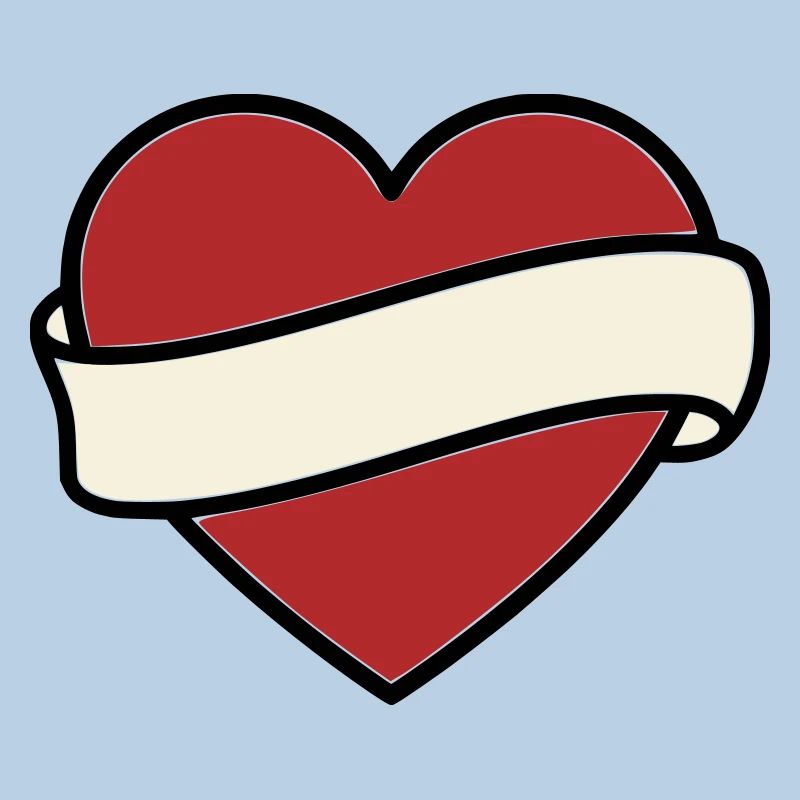 Tattoo Heart Banner Scroll Vector