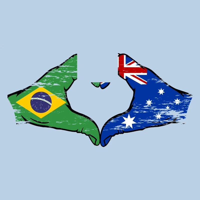 Brésil Australie Mains Forme de Coeur Utilisé