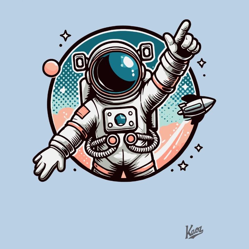Astronaut points to the galaxy