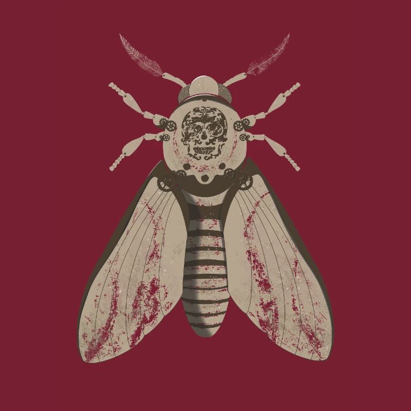 Skull Moth in Steampunk Style
