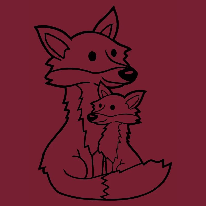 2 Füchse Mutter Rotfuchs Kleines Kind Vater Mama