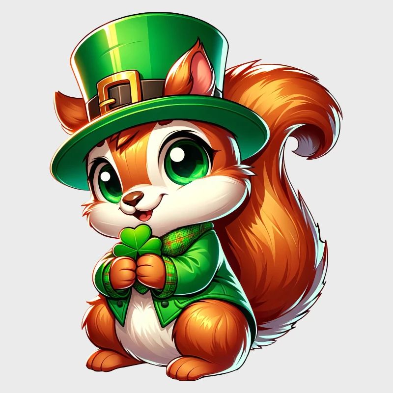 St. Patrick's Day Süßes Eichhörnchen Comic Design