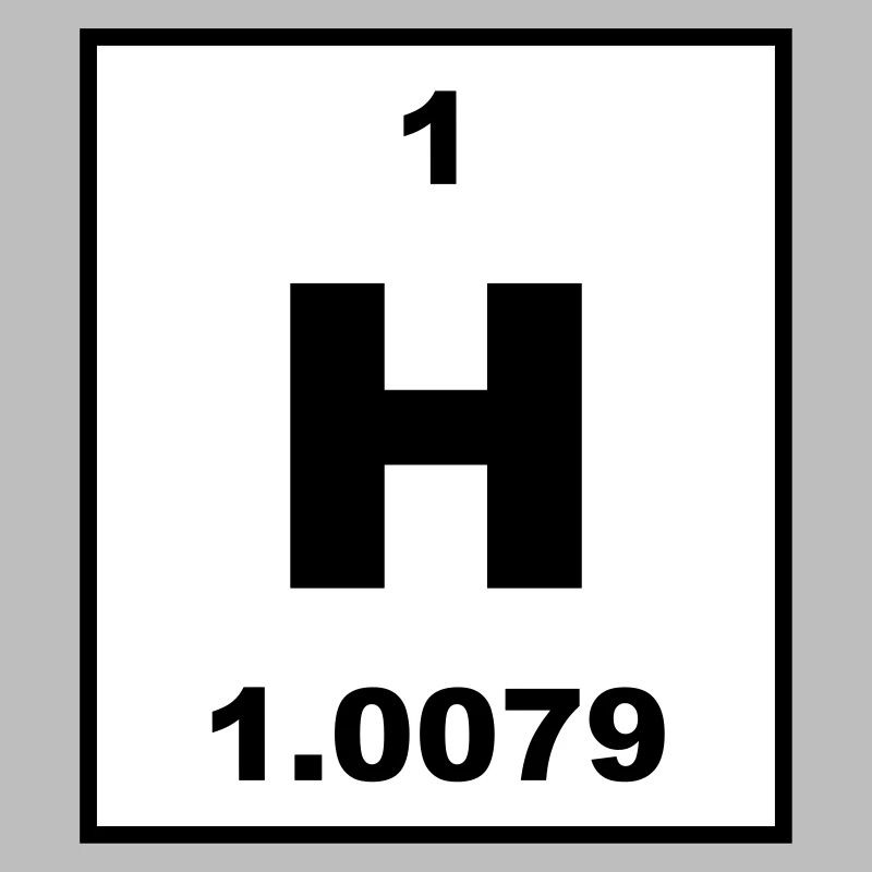 Element 1 - h (hydrogen) - Short (white)
